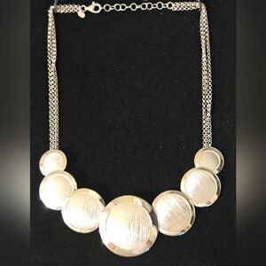 Arte d'Argento Italy Sterling Silver Brushed Disc Circle Necklace 20”